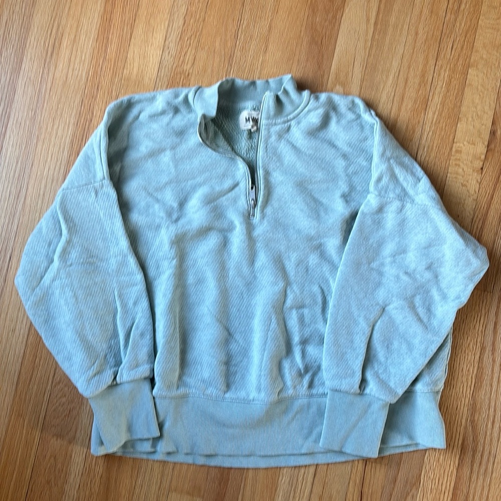 Madewell sea foam green 1/4 zip. Size large.